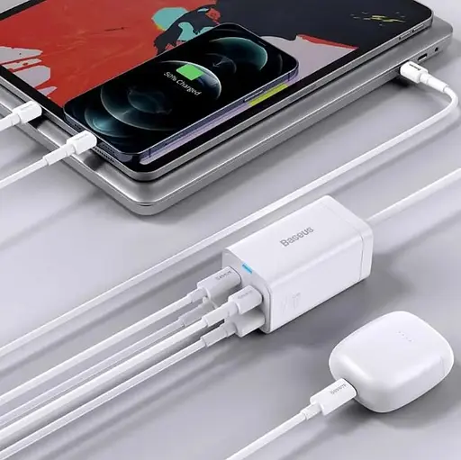 Зарядное устройство для адаптера Baseus Gan3 Pro CCGP040002 4 выхода белое - фото 3