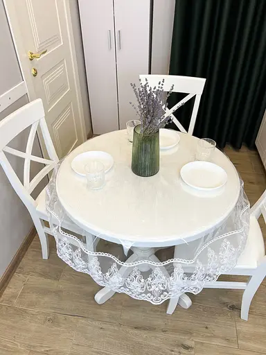 Силіконова скатертина з білим мереживом Петек 15 см 320х180 см - фото 8