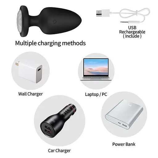 Анальна пробка з вібрацією та підсвічуванням 10X Light Up Rechargeable Anal Plug K000752 - фото 4