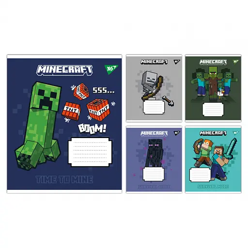 Тетради ученические 18 листов клетка Yes Minecraft Signs, 25 шт. в упаковке