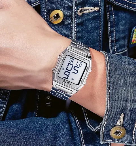 Мужские наручные часы Skmei 1735 (Серебристый с белым циферблатом) - фото 6