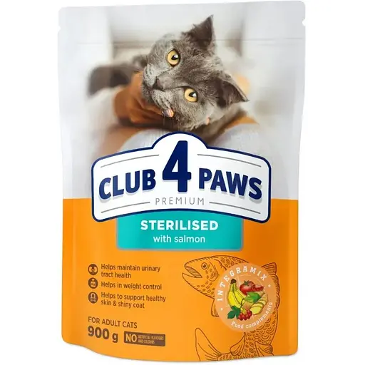 Сухой корм Club 4 Paw Premium для стерилизованных кошек Лосось 900 г - фото 1