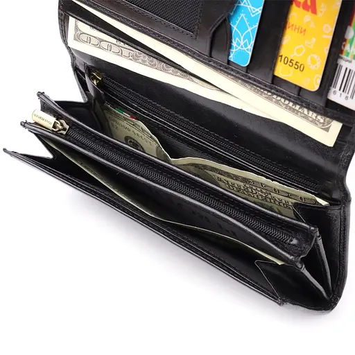 Стильный женский горизонтальный кошелек из натуральной глянцевой кожи Tony Perotti 173х9.7х3.5 см acs0032274 - фото 8