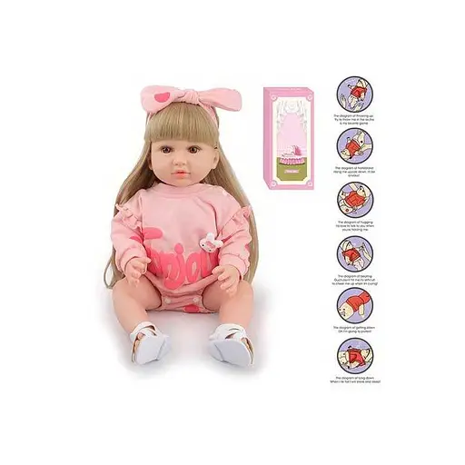 Кукла резиновая функциональная AFD, высота 52 см, звуки, прошитые волосы, аксессуары 8866-28S