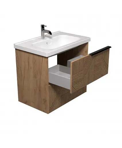 Тумба Мойдодир Cubic 70-A з умивальником ID-70 дуб обпалений - фото 2