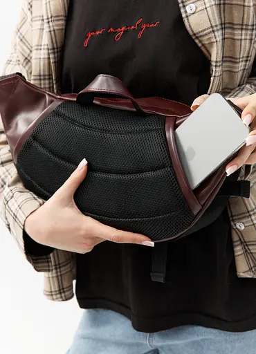 Велика жіноча поясна сумка бананка Sambag DynamicDart марсала 38 × 21 × 7 см (80411120) - фото 5