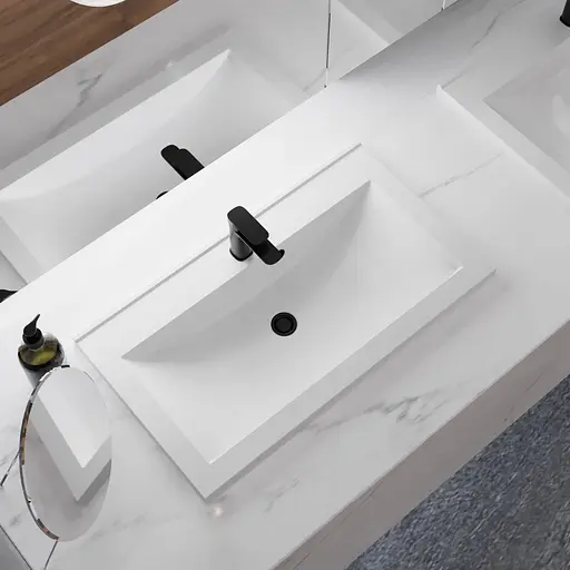 Раковина матова врізна Amidicon Victoria 60 600x450 з литого каменю VICTORIA_60_MAT, Білий матовий - фото 6