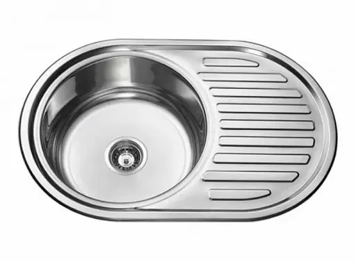 Мийка кухонна Kraft 7750 D Decor овальна з полицею 770х500х180 мм 0,8 мм 30412 - фото 1