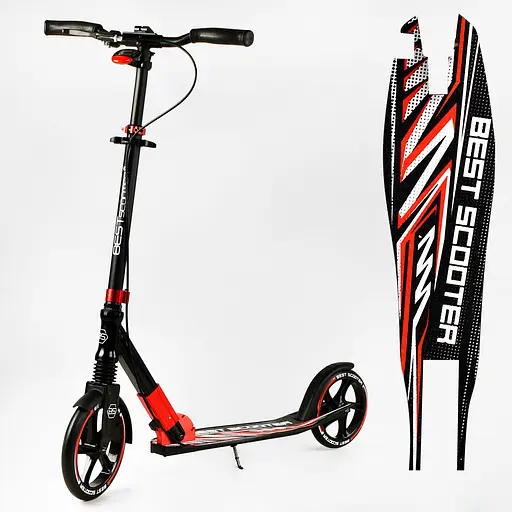 Самокат Best Scooter складаний Від 3 до 16 років Чорно-червоний 000231298 - фото 2