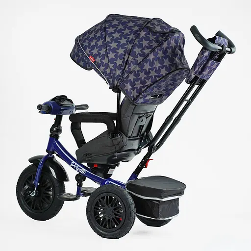 Триколісний велосипед Best Trike 8066 / 208-23 Perfetto з поворотним сидінням та надувними колесами чорно-синій - фото 2