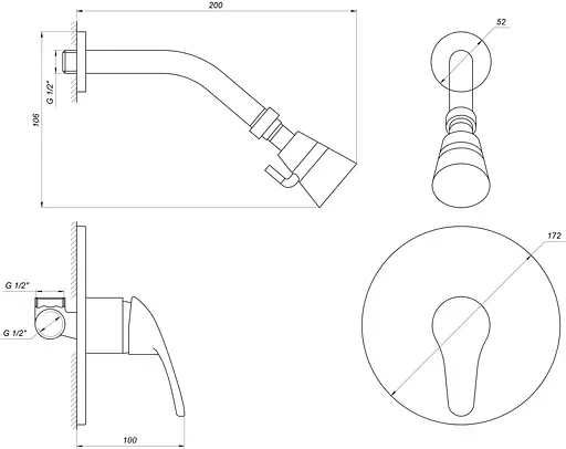 Душова система прихованого монтажу Globus Lux GLSO-0105S, Хром - фото 5