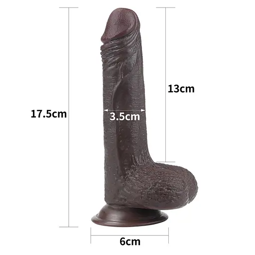 Фалоімітатор із присоскою LoveToy Sliding-Skin Dildo 7 17.5 см коричневий - фото 3