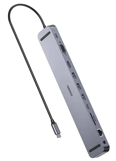 USB-хаб Choetech USB-C хаб 11-в-1 M20 HDMI 4K@30Hz, VGA, 3 USB-A 3.0, USB-C 3.0, RJ45, USB-C PD, SD-card, TF-card, 3.5mm audio (43-00154) - фото 2