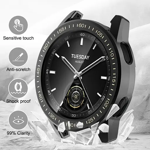 Защитный чехол Tamister для смарт-часов Xiaomi Watch S1 Active с пленкой серебристый - фото 6