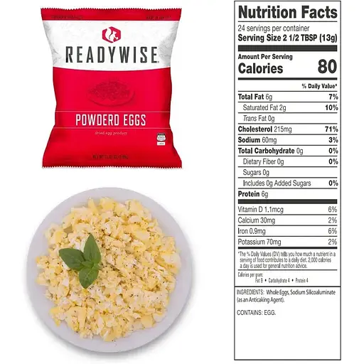 Сублимированные яйца (яичный порошок) длительного хранения Readywise до 10 лет, 144 порции RW05-516 - фото 3