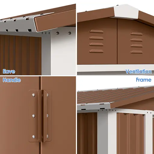 Хозблок-сарай металлический DS-02 с двускатной крышей 185х180х120 см (ВхШхГ)Коричневый - фото 7