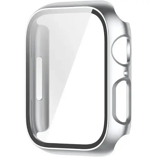 Чохол-накладка DK Пластик Soft-Touch Glass Full Cover для Apple Watch 45mm (silver)