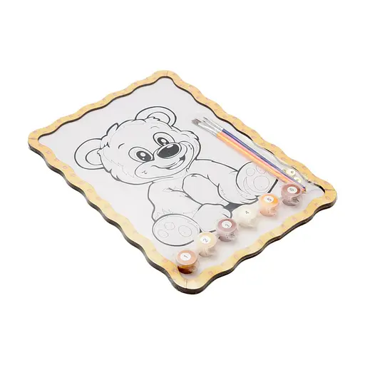 Картина по номерам "Медвежонок" PuzzleOK Puz-22942 формат А4 кисточка, краски, крепеж для стены - фото 2