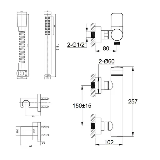 Смеситель для душа Kohlman Texen chrome настенный KPL-QW120T Хром - фото 2