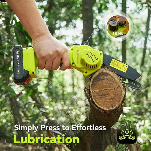 Підстаблювана мініцепна пила 6 дюймів, електрична бензопилка, ланцюгова пила з батарейним живленням і олією, 2 батареї 2000 мА·год - фото 2