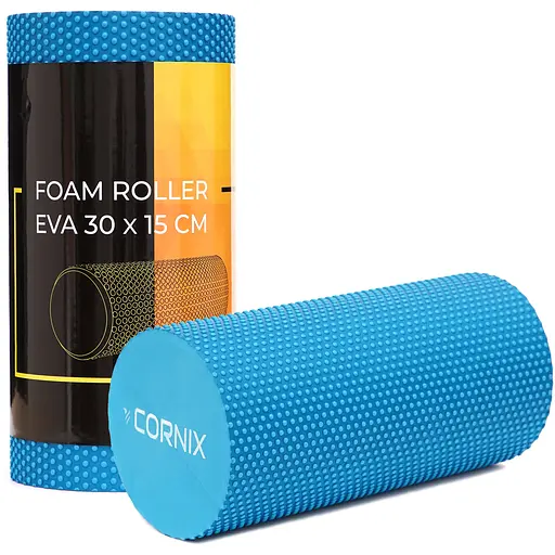 Масажний ролик Cornix EVA+ 30 x 15 см (валик, ролер) XR-0301 Blue - фото 1