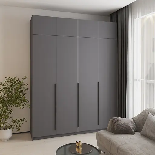 Шафа 4-дверна з антресоллю MebelStar Оскар ДСП BL-B, стандарт 200x52x260 см Антрацит (MBS-5050) - фото 1