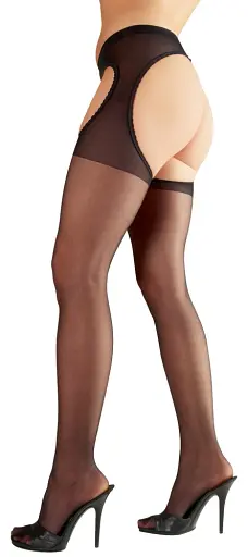 Колготки Cottelli Collection Strumpfhose Ouvert Crotchless Tights L/XL чорний - фото 2