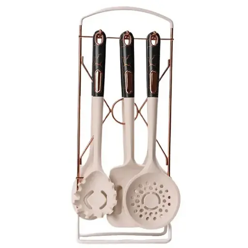 Набір кухонного приладдя 6 штук на підставці, бежевий TS Kitchen YRUR4 - фото 1