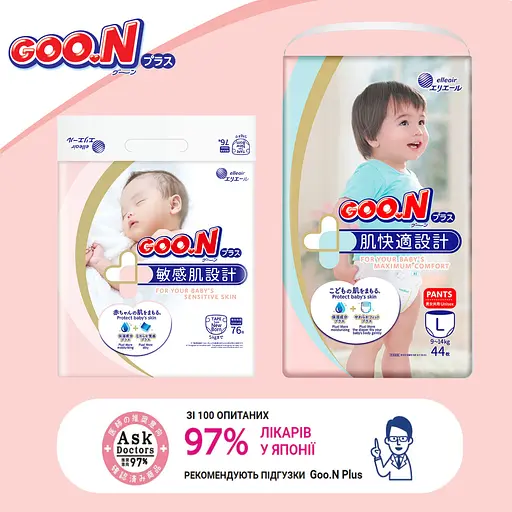 Упаковка трусиків-підгузків Goo.N Plus М (6-11 кг) на липучках для дітей унісекс 112 шт. (56 шт. х 2 шт.) - фото 13