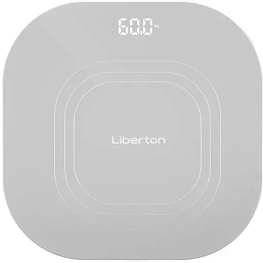 Весы напольные Liberton LBS-0814 SMART, Grey, LCD-дисплей, синхронизация по Bluetooth, максимальный вес 180кг, точность измерения 50г, материал поверхности ударопрочное стекло, индикатор заряда, индикатор перегрузки, питание 3*AAA (в комплекте)