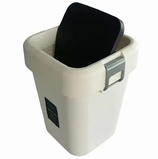 Мусорное ведро Motek на 8 л с поворотной крышкой 22.5х22.5х30 см Белый (COB-410)  - фото 5