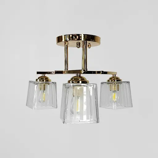 Стельовий золотий світильник на 3 білих плафони Ø 35 см | Арт. 91173/3 FGD | Line F - фото 2