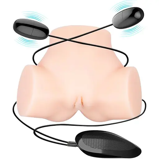 Мастурбатор з подвійною вібрацією і двома входами Crazy Bull-Samantha Dual Vagina and Anal, BM - 00900T71ZK, Телесный - фото 5