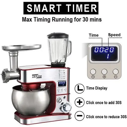 Кухонный комбайн Zepline ZP-135, 7в1, 6 режимов 4200Вт Красный/Серый - фото 4
