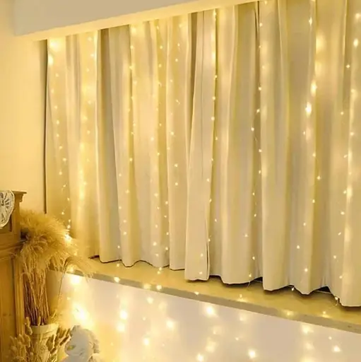 Новогодняя светодиодная гирлянда-штора Роса 3x3 м с 480 Тепло белыми LED лампочками и питанием USB - фото 9