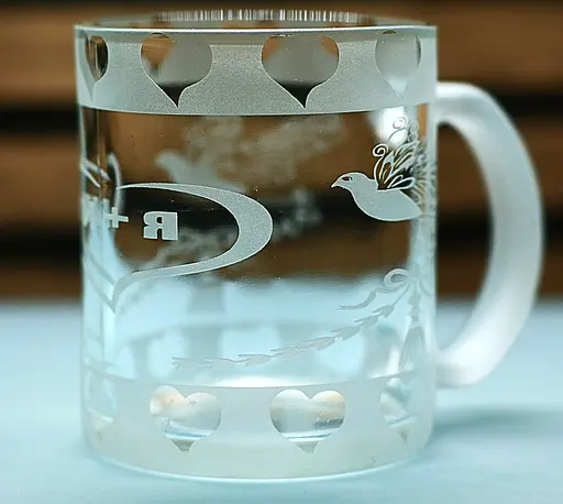 Чашка скляна 320 мл Ти і Я з голубами  кружка для закоханих  Подарунок на весілля річницю для коханих - фото 4