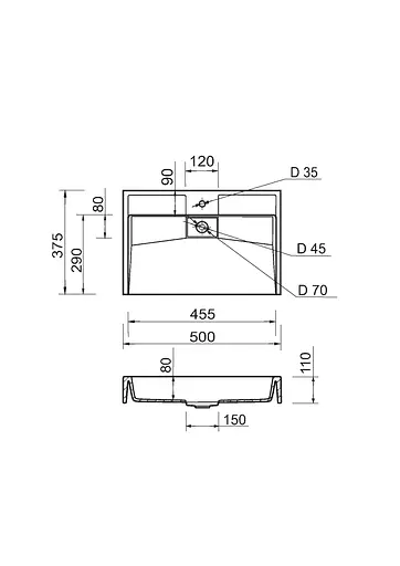 Раковина накладна Adamant VISION, прямокутна (4824296205101) - фото 7