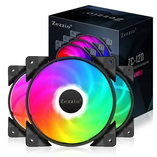 Комплект вентиляторів Zezzio ZC-120 SRGB 3 in 1 Kit (ZC-120 Colorful 3in1) - фото 2