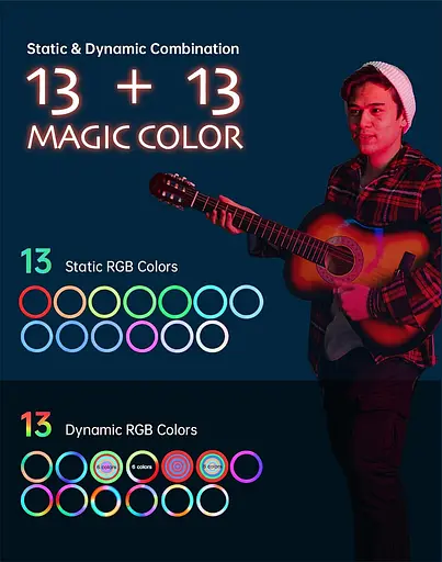 Кольцевой светильник Railee со штативом Светодиодный кольцевой светильник RGB 25,9 см со штативом для камеры - фото 3