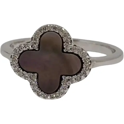 Серебряное кольцо Диама Клевер с перламутром. 12111487034Ч 19,5