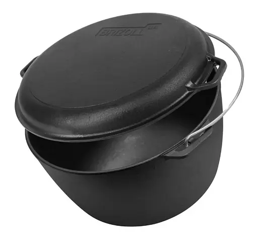 Чавунний казан глибокий Brizoll KT10-2 з кришкою сковородою для багаття туристичний 10 л - фото 2