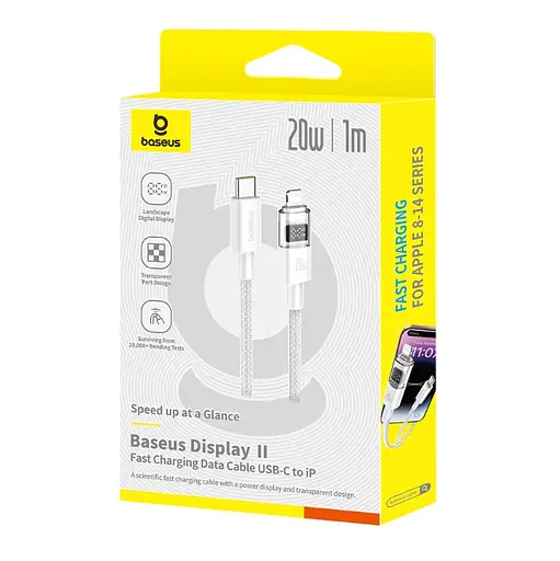 Кабель Baseus Display 2 Fast Charging Data Cable USB-C to USB-C 100W 1 м Білий - фото 2