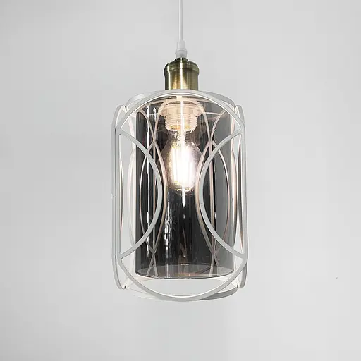 Стильний білий підвіс з серії Лофт із графітовим плафоном Line.F 12055/1 WT+GR - фото 1