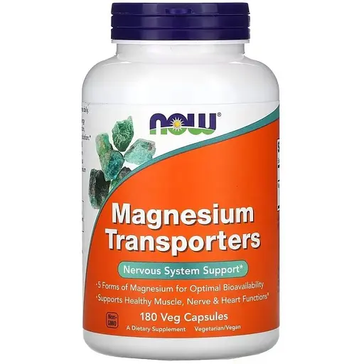 Комплекс магнію NOW Magnesium Transporters, 180 капсул з п'яти форм