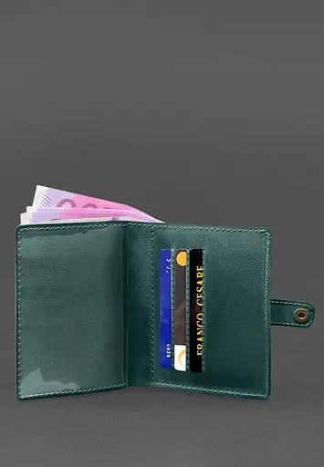 Кожаная обложка-портмоне для удостоверения офицера 11.0 зеленая - фото 5