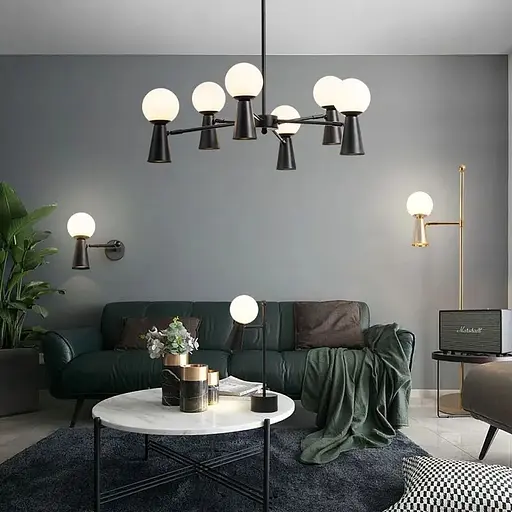 Золотий торшер ABELINA з білим плафоном на два джерела світла Line.F YG 8006-2L GD - фото 5