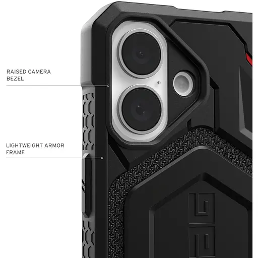 Оригинальный противоударный чехол UAG Monarch Pro MagSafe для Iphone 16 Plus Kevlar Black 114455113940  - фото 12