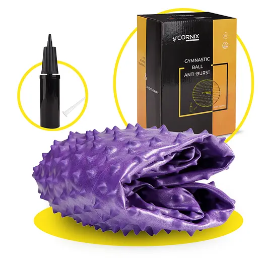 Мяч для фитнеса (фитбол) Cornix 55 см массажный Anti-Burst Violet XR-0468 - фото 5