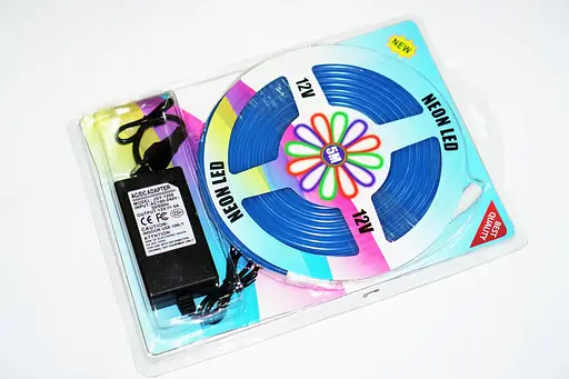 Лента неоновая силиконовая LED Neon с блоком питания 5M 12 Вт-220 Вт Синий - фото 6