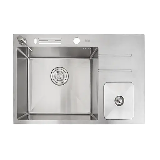 Кухонна мийка з нержавіючої сталі з вбудованим смітником Nett NSM-7047, Нержавіюча сталь - фото 1